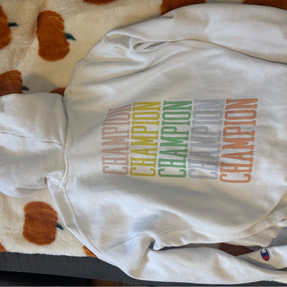 Champion Kids' White Hoodie with Colorful Logo